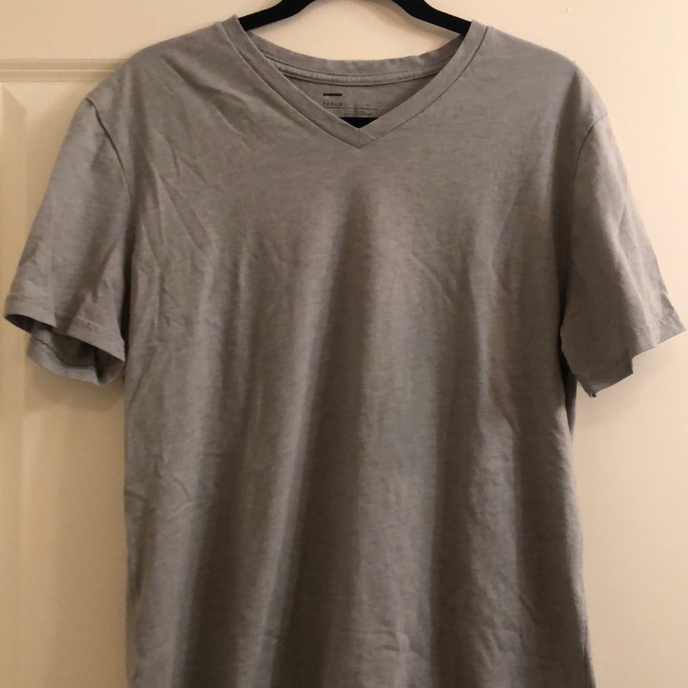 XL Gray Public Opinion v-neck t-shirt